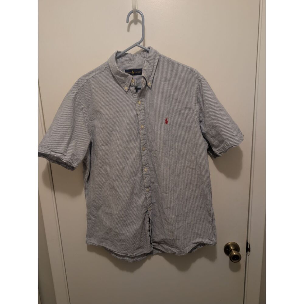 Ralph Lauren Men's Seersucker Short Sleeve Button Down Shirt Striped XL